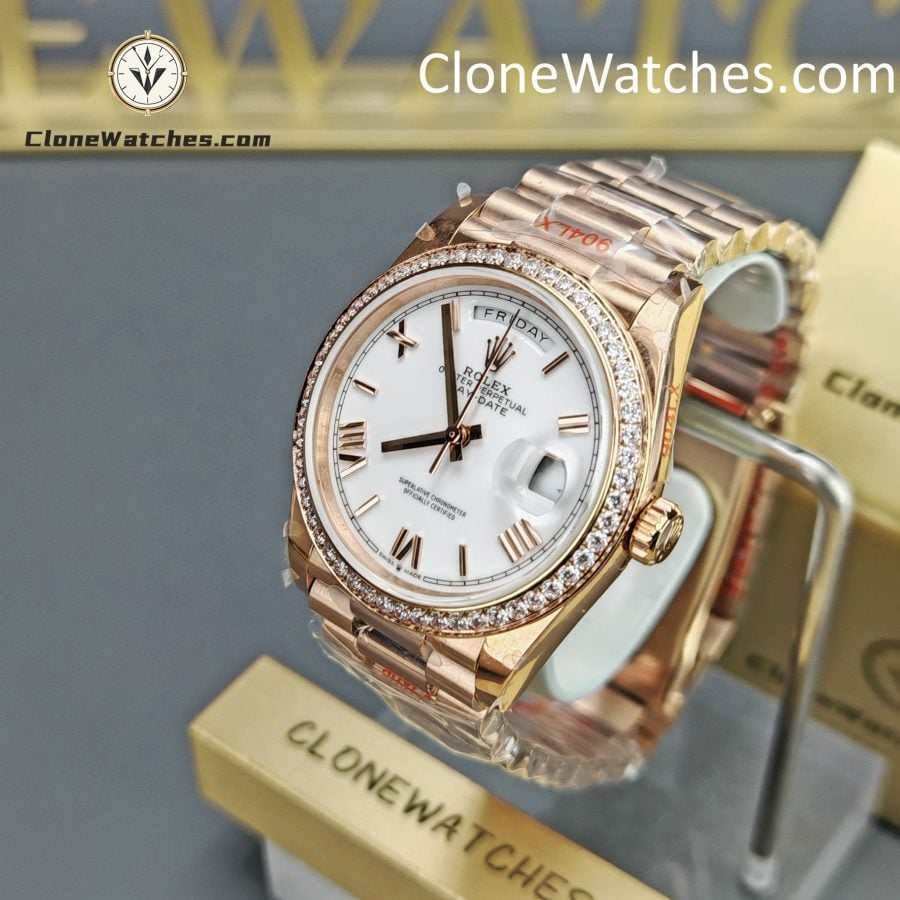 Rolex Super Clone Watches 1:1 Day Date 18K Rose Gold Roman Dial 40mm m228345rbr-0012 3255 Movement - Image 2