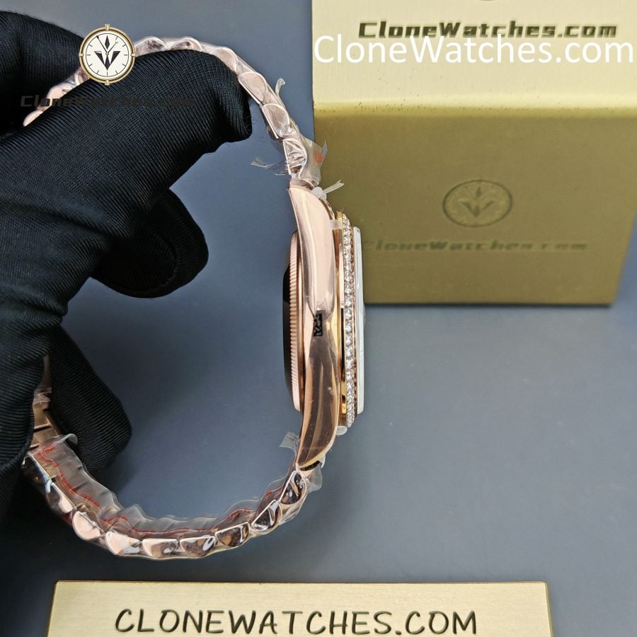 Rolex Super Clone Watches 1:1 Day Date 18K Rose Gold Roman Dial 40mm m228345rbr-0012 3255 Movement - Image 8