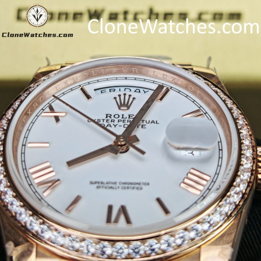 Rolex Super Clone Watches 1:1 Day Date 18K Rose Gold Roman Dial 40mm m228345rbr-0012 3255 Movement - Image 13