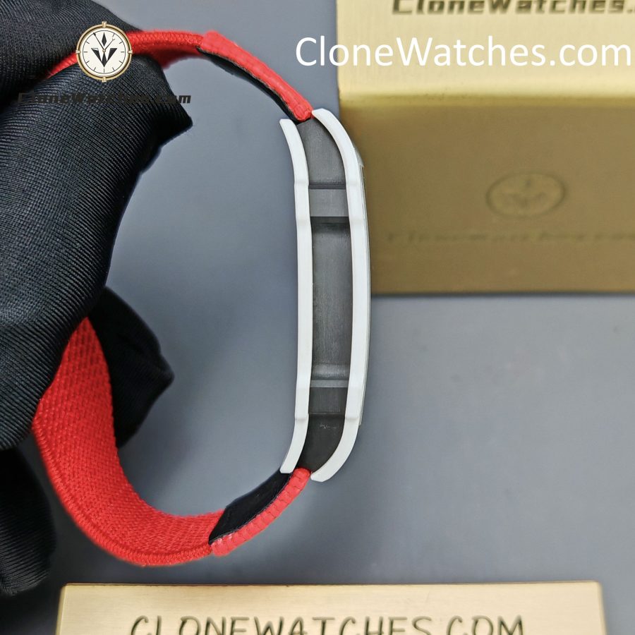 Richard Mille Super Clone Watches 1:1 RM 67 – 02 White Carbon Tourbillon Red Strap - Image 8