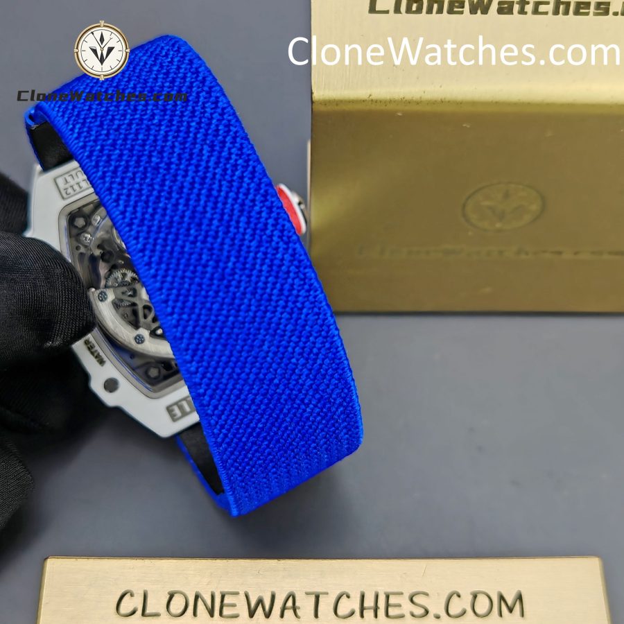 Richard Mille Super Clone Watches 1:1 RM 67 – 02 White Carbon Tourbillon Blue Strap - Image 7