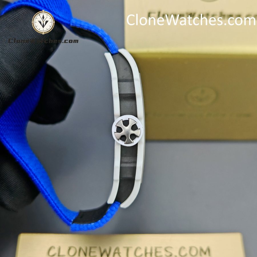 Richard Mille Super Clone Watches 1:1 RM 67 – 02 White Carbon Tourbillon Blue Strap - Image 8