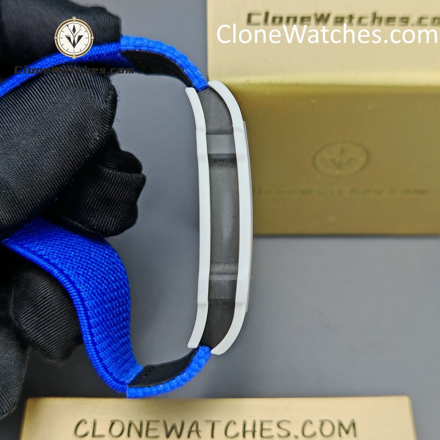 Richard Mille Super Clone Watches 1:1 RM 67 – 02 White Carbon Tourbillon Blue Strap - Image 9