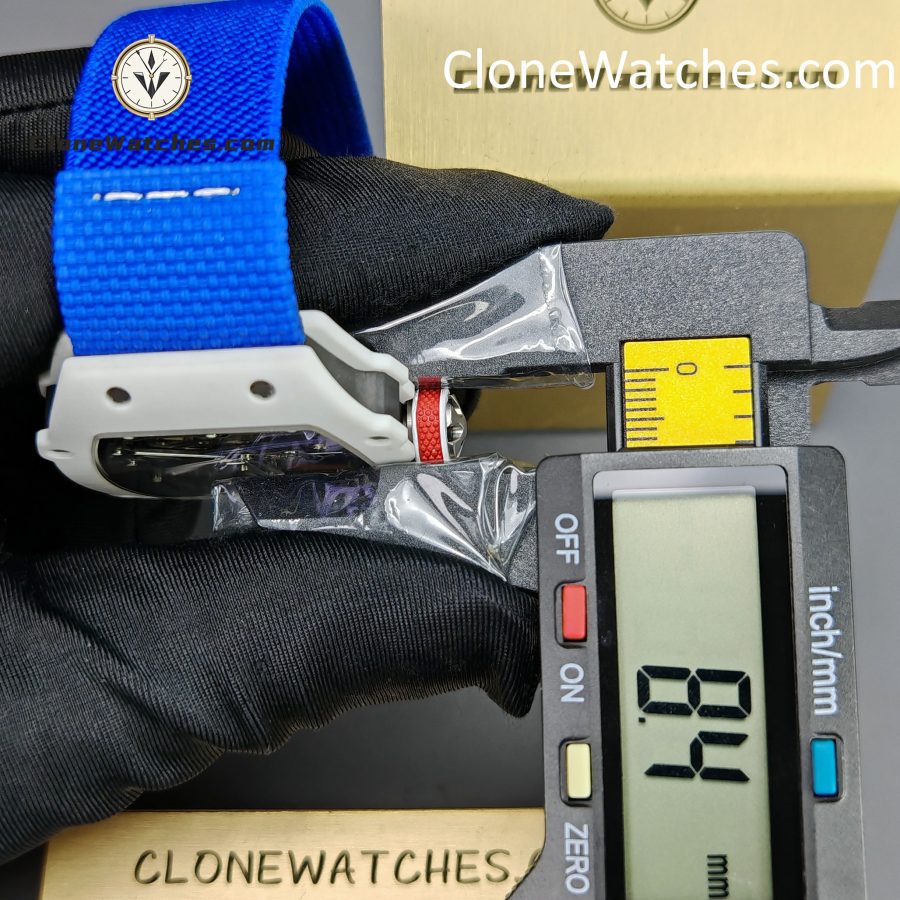 Richard Mille Super Clone Watches 1:1 RM 67 – 02 White Carbon Tourbillon Blue Strap - Image 13