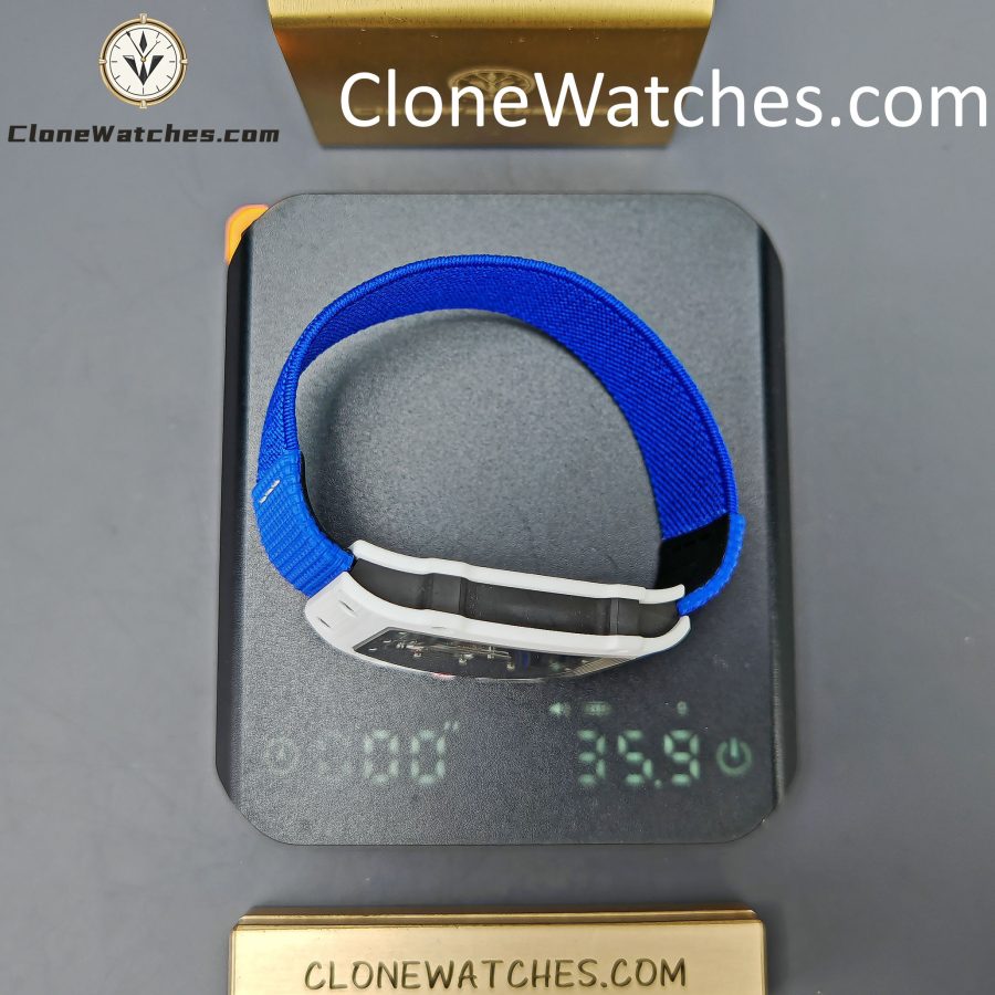 Richard Mille Super Clone Watches 1:1 RM 67 – 02 White Carbon Tourbillon Blue Strap - Image 14