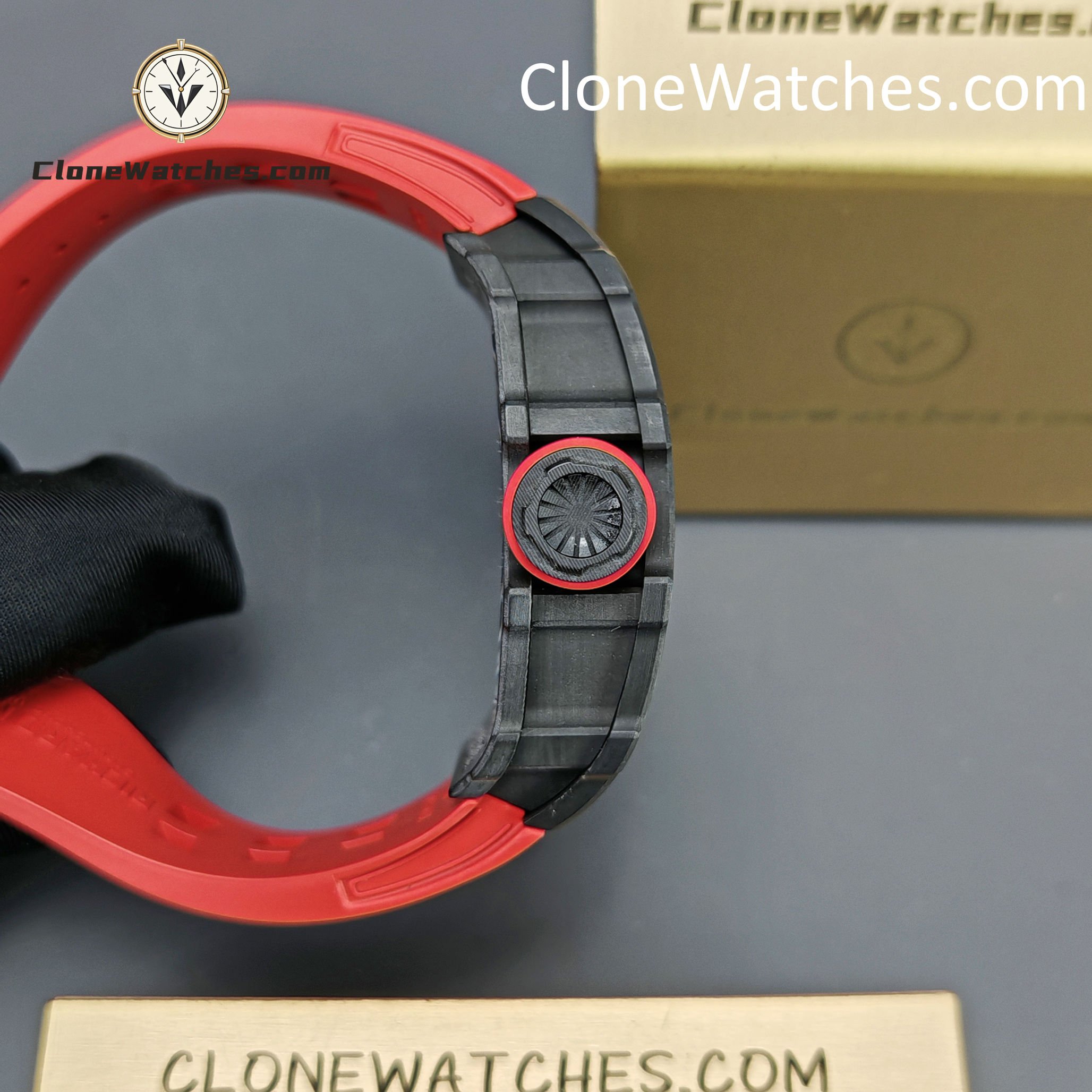 Richard Mille Super Clone Watches 1:1 RM 035 – 02 NTPT Carbon Fiber Red Rubber Strap - Image 7