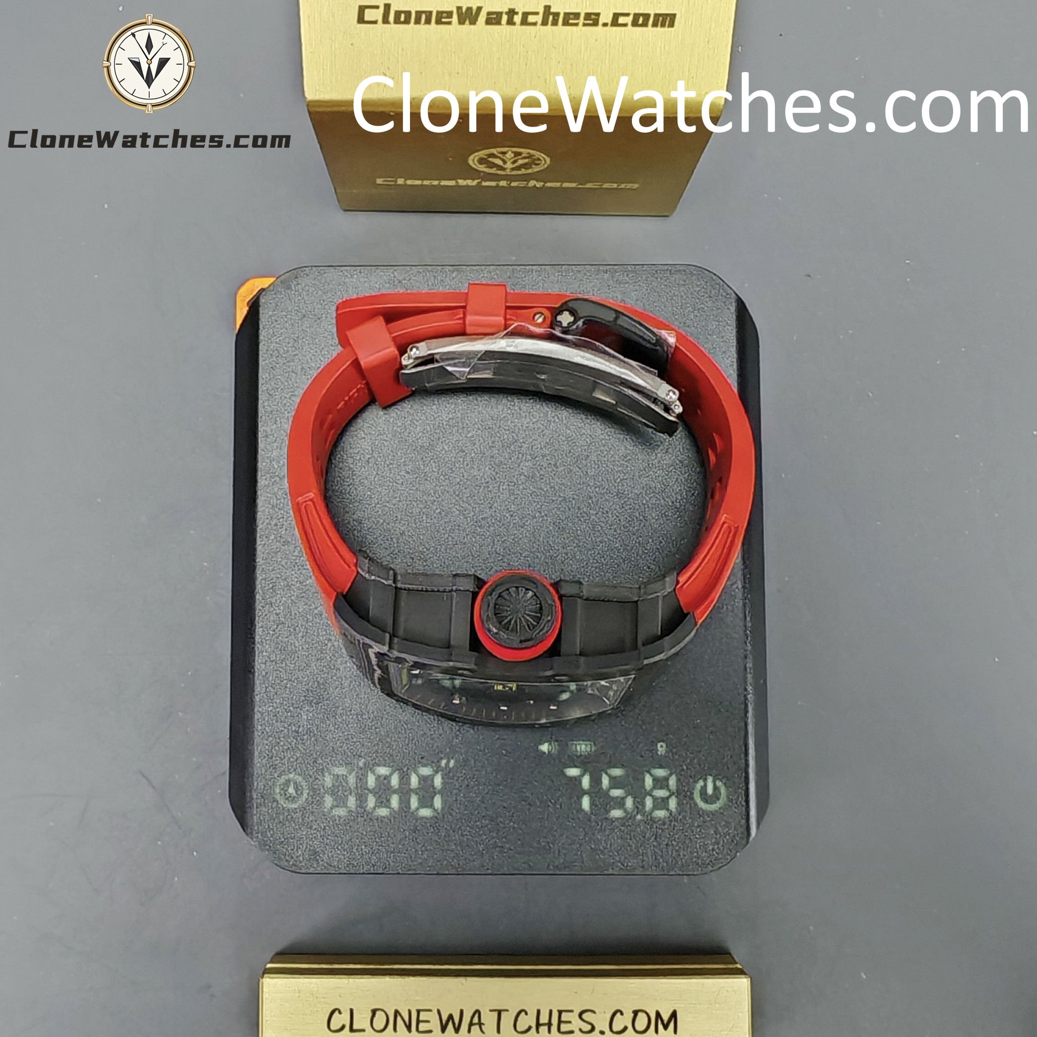 Richard Mille Super Clone Watches 1:1 RM 035 – 02 NTPT Carbon Fiber Red Rubber Strap - Image 15