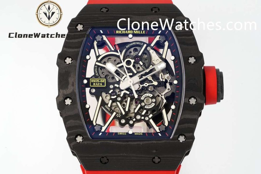 Richard Mille Super Clone Watches 1:1 RM 035 – 02 NTPT Carbon Fiber Red Rubber Strap - Image 3