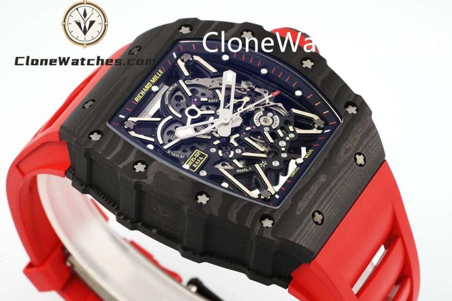 Richard Mille Super Clone Watches 1:1 RM 035 – 02 NTPT Carbon Fiber Red Rubber Strap - Image 6