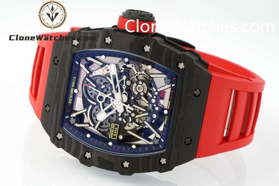 Richard Mille Super Clone Watches 1:1 RM 035 – 02 NTPT Carbon Fiber Red Rubber Strap - Image 8
