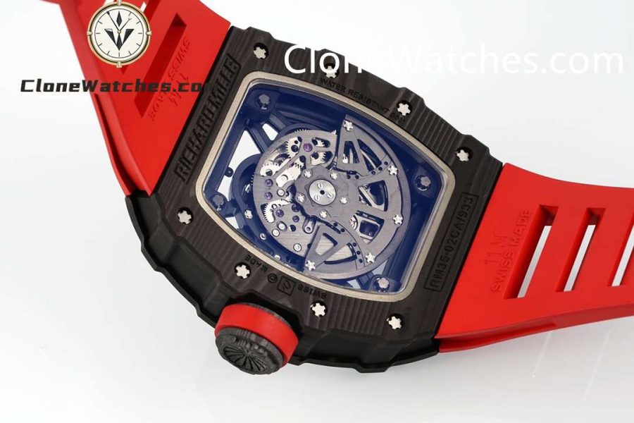 Richard Mille Super Clone Watches 1:1 RM 035 – 02 NTPT Carbon Fiber Red Rubber Strap - Image 2