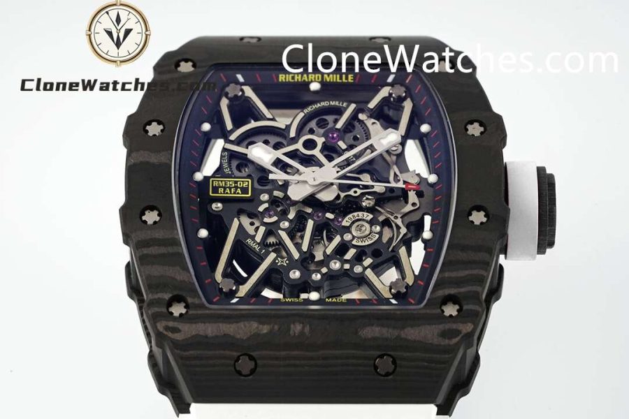 Richard Mille Super Clone Watches 1:1 RM 035 – 02 NTPT Carbon Fiber White Rubber Strap - Image 3