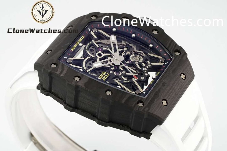 Richard Mille Super Clone Watches 1:1 RM 035 – 02 NTPT Carbon Fiber White Rubber Strap - Image 7