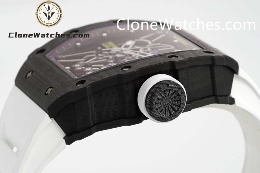 Richard Mille Super Clone Watches 1:1 RM 035 – 02 NTPT Carbon Fiber White Rubber Strap - Image 5