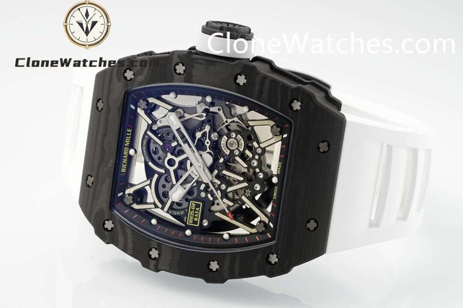 Richard Mille Super Clone Watches 1:1 RM 035 – 02 NTPT Carbon Fiber White Rubber Strap - Image 4