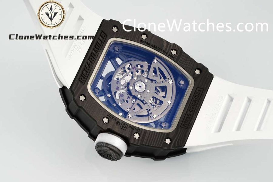 Richard Mille Super Clone Watches 1:1 RM 035 – 02 NTPT Carbon Fiber White Rubber Strap - Image 8