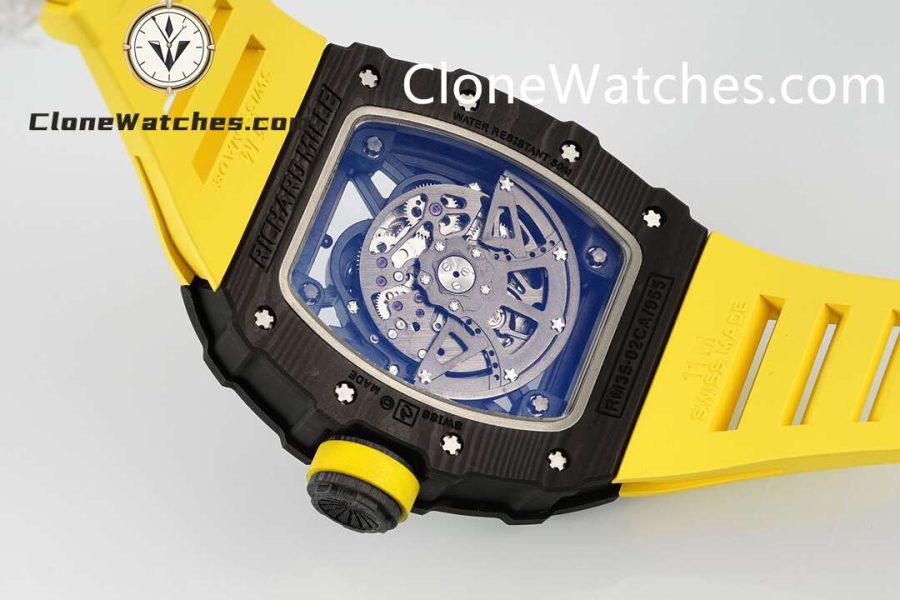 Richard Mille Super Clone Watches 1:1 RM 035 – 02 NTPT Carbon Fiber Yellow Rubber Strap - Image 9