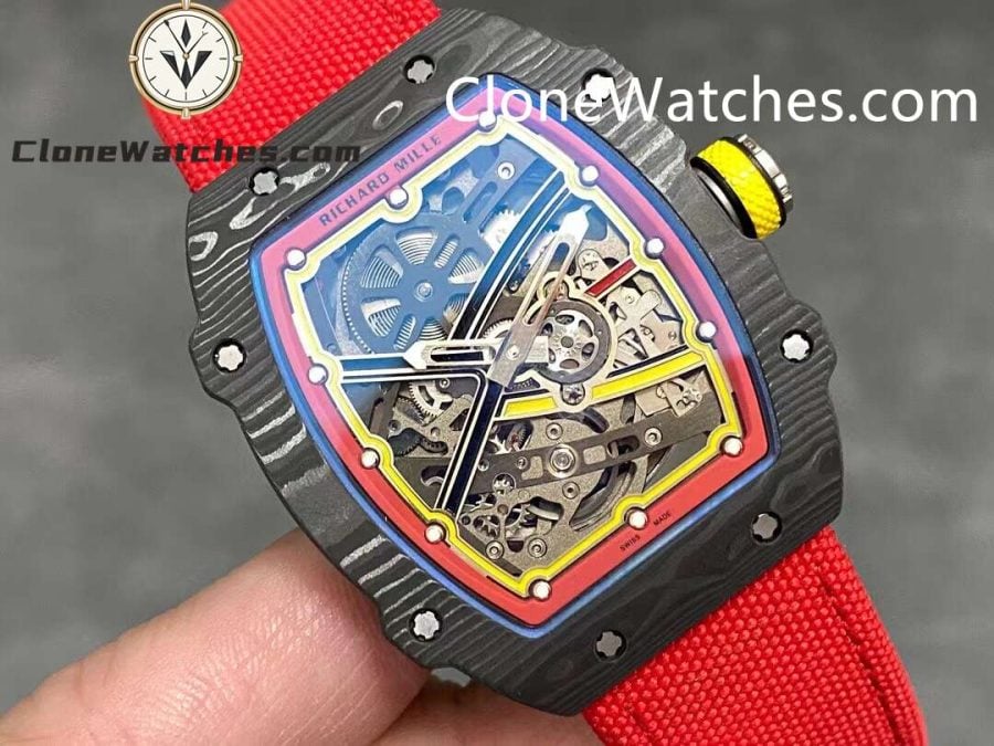 Richard Mille Super Clone Watches 1:1 RM 67 – 02 Carbon Tourbillon Red Strap - Image 3