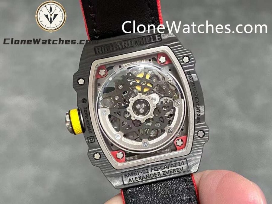 Richard Mille Super Clone Watches 1:1 RM 67 – 02 Carbon Tourbillon Red Strap - Image 7