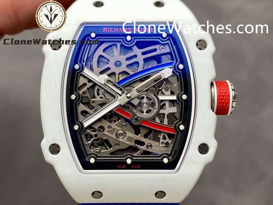 Richard Mille Super Clone Watches 1:1 RM 67 – 02 White Carbon Tourbillon Blue Strap - Image 2