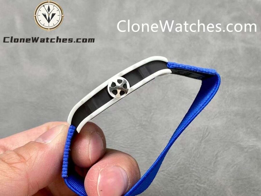 Richard Mille Super Clone Watches 1:1 RM 67 – 02 White Carbon Tourbillon Blue Strap - Image 6