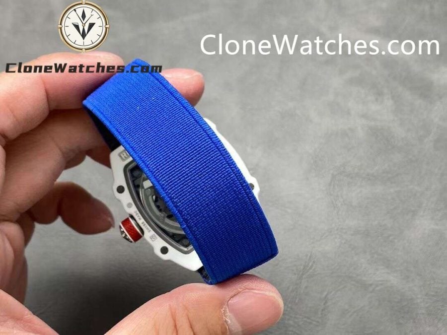 Richard Mille Super Clone Watches 1:1 RM 67 – 02 White Carbon Tourbillon Blue Strap - Image 9