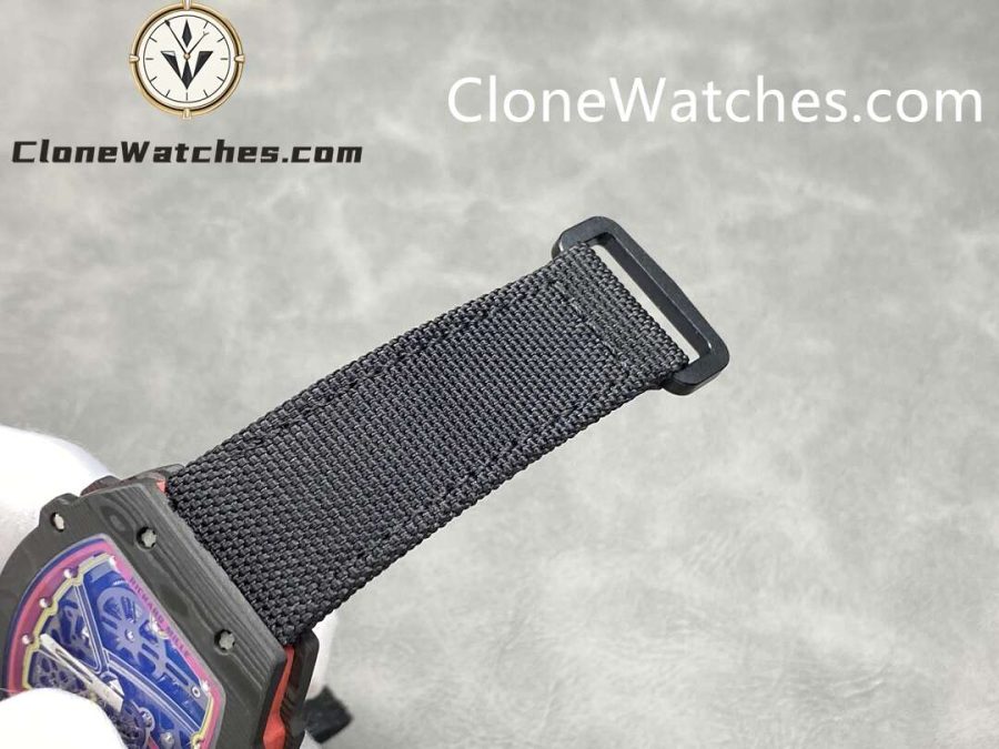 Richard Mille Super Clone Watches 1:1 RM 67 – 02 Carbon Tourbillon Red & Yellow Inner Bezel Black Strap - Image 8