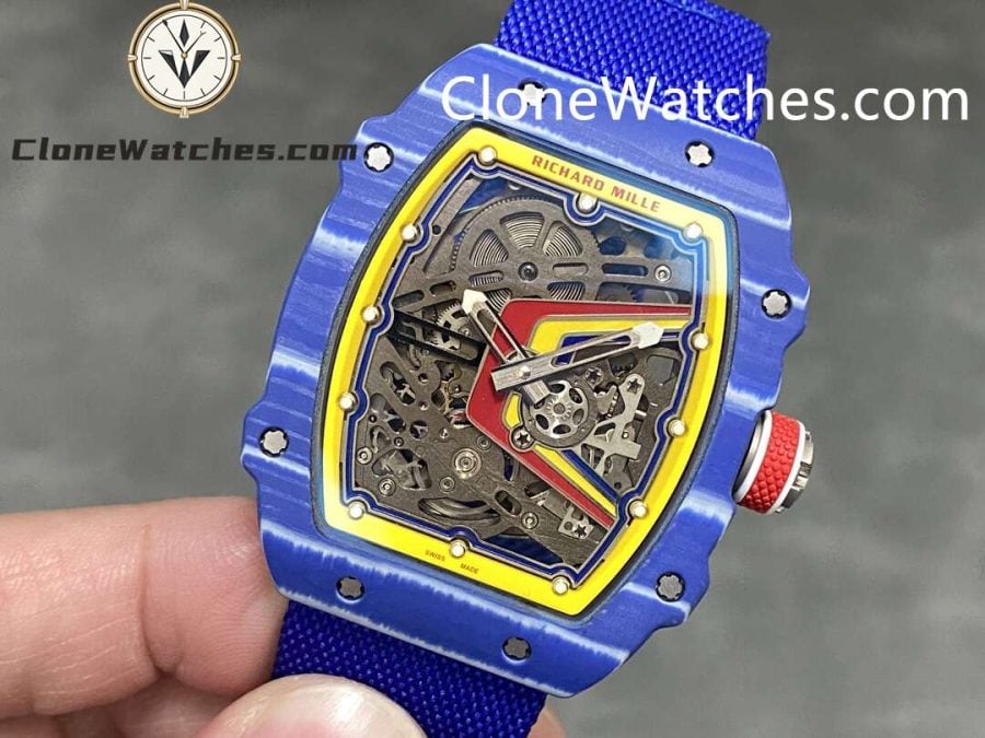Richard Mille Super Clone Watches 1:1 RM 67 – 02 Blue Carbon Tourbillon Blue Strap - Image 4