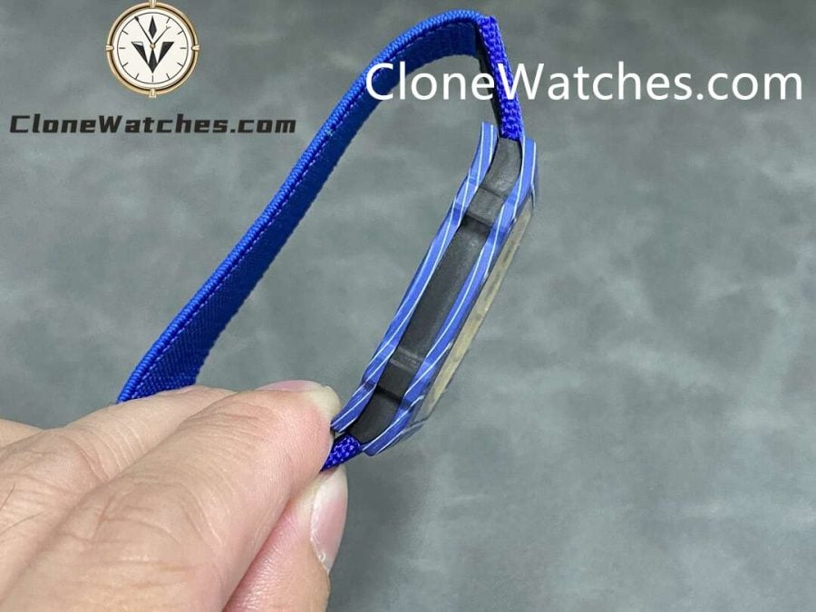 Richard Mille Super Clone Watches 1:1 RM 67 – 02 Blue Carbon Tourbillon Blue Strap - Image 5