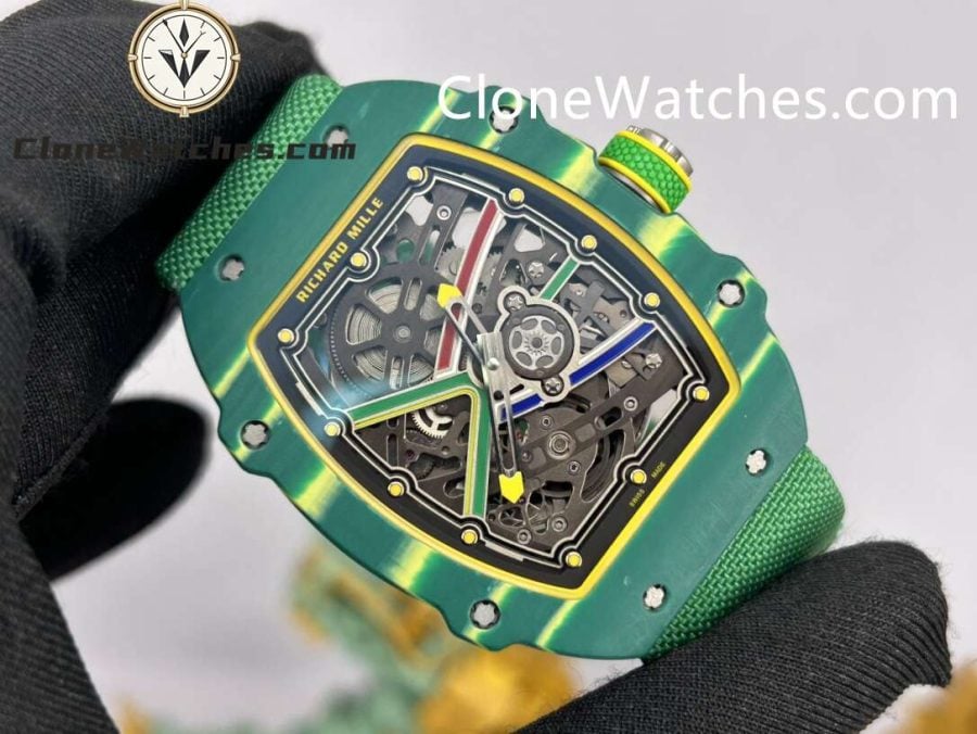 Richard Mille Super Clone Watches 1:1 RM 67 – 02 Green Carbon Tourbillon Green Strap - Image 3