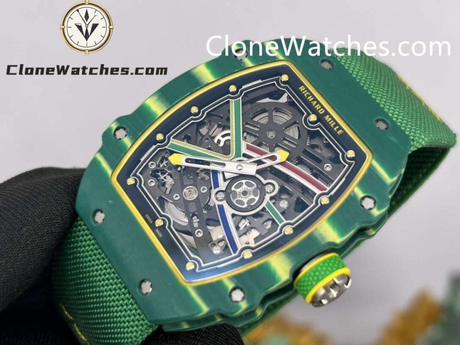 Richard Mille Super Clone Watches 1:1 RM 67 – 02 Green Carbon Tourbillon Green Strap - Image 4