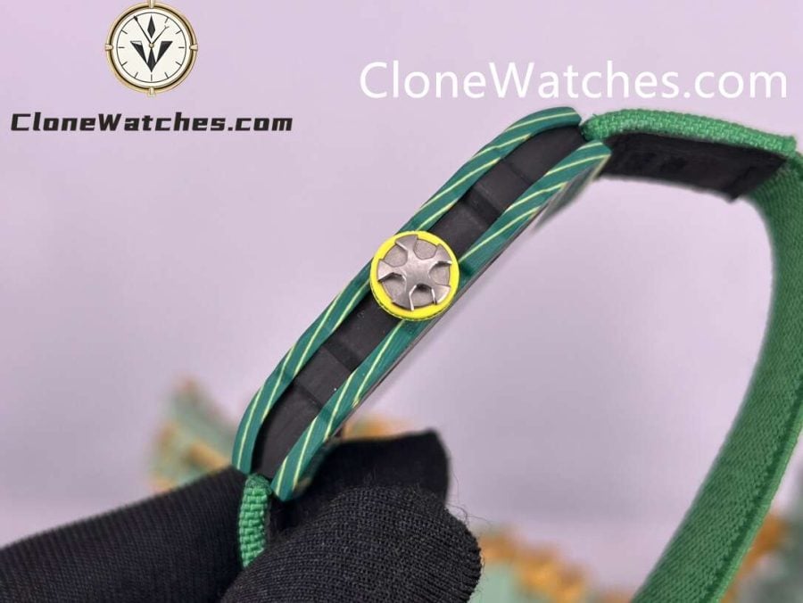 Richard Mille Super Clone Watches 1:1 RM 67 – 02 Green Carbon Tourbillon Green Strap - Image 6