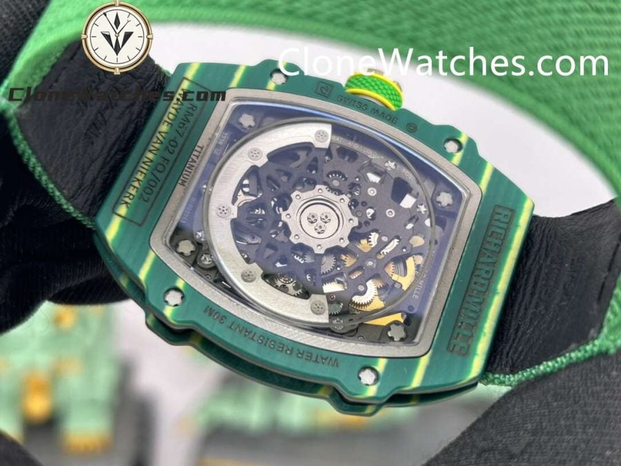 Richard Mille Super Clone Watches 1:1 RM 67 – 02 Green Carbon Tourbillon Green Strap - Image 7