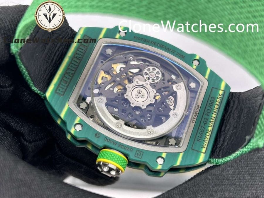 Richard Mille Super Clone Watches 1:1 RM 67 – 02 Green Carbon Tourbillon Green Strap - Image 8