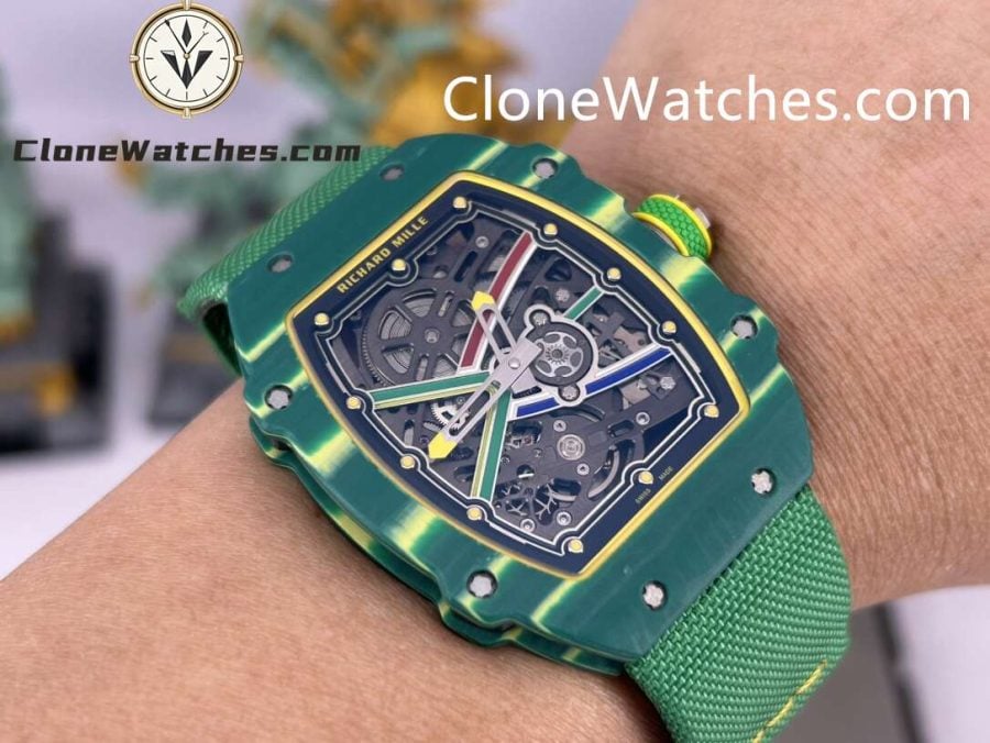 Richard Mille Super Clone Watches 1:1 RM 67 – 02 Green Carbon Tourbillon Green Strap - Image 2