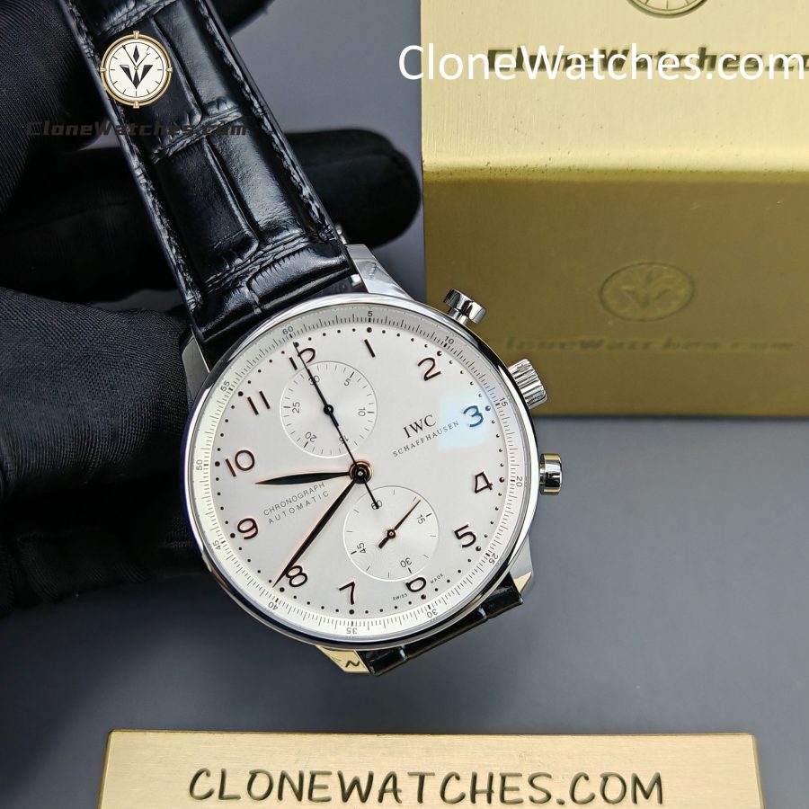 IWC Super Clone Watches 1:1 Portugieser Chronograph Silver Dial 41MM IW371445 - Image 4