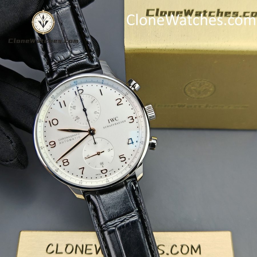IWC Super Clone Watches 1:1 Portugieser Chronograph Silver Dial 41MM IW371445 - Image 5