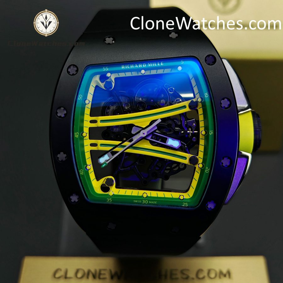 Richard Mille Super Clone Watches 1:1 RM 61-01 Black Tourbillon Black Strap - Image 2
