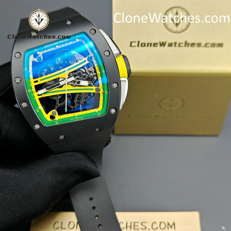 Richard Mille Super Clone Watches 1:1 RM 61-01 Black Tourbillon Black Strap - Image 4