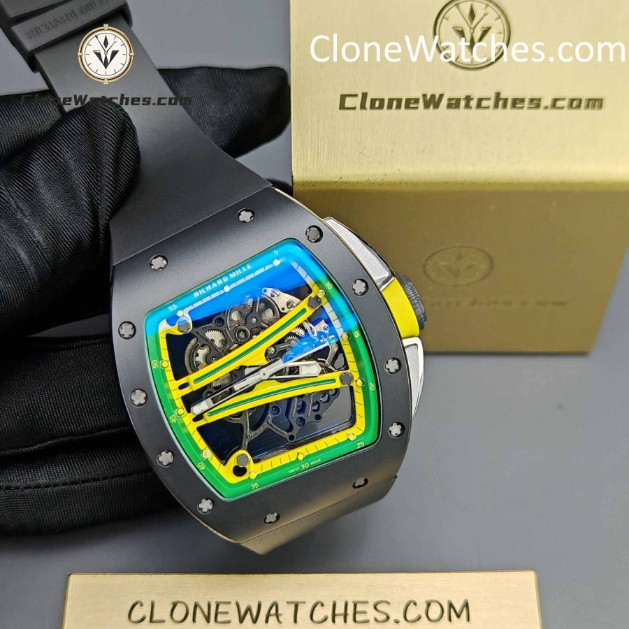 Richard Mille Super Clone Watches 1:1 RM 61-01 Black Tourbillon Black Strap - Image 5