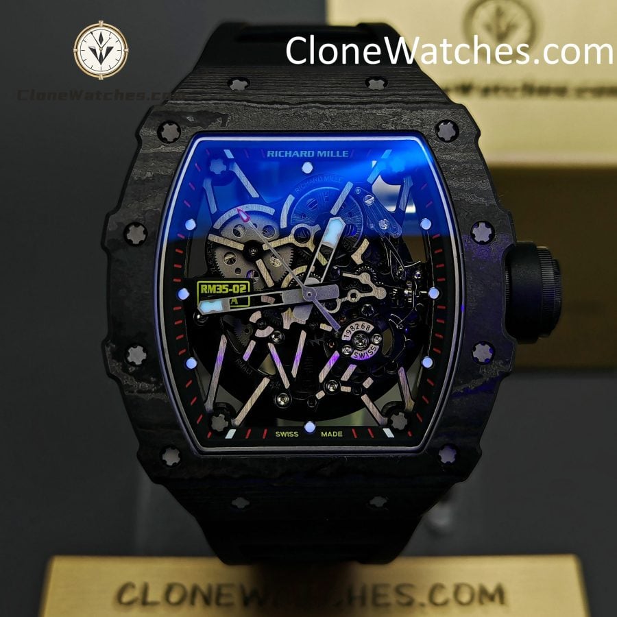 Richard Mille Super Clone Watches 1:1 RM 035  NTPT Carbon Fiber Black Rubber Strap - Image 2