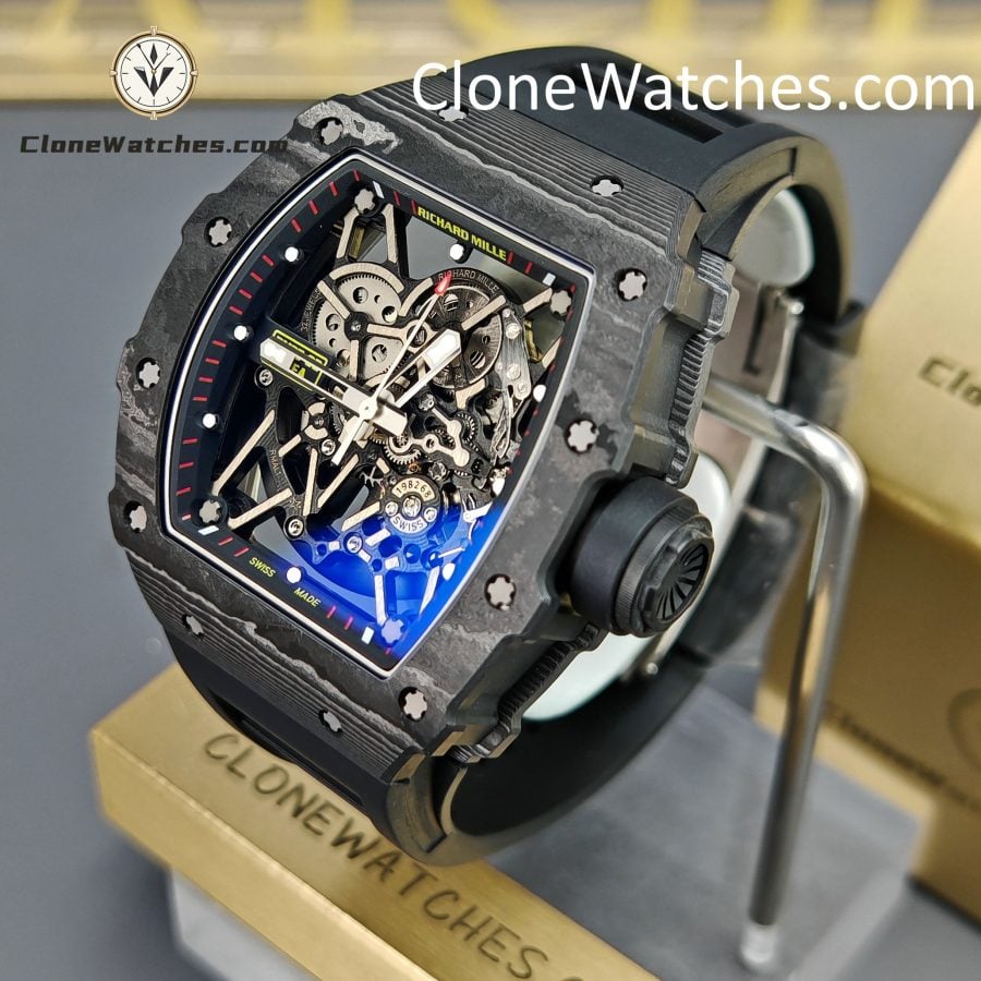 Richard Mille Super Clone Watches 1:1 RM 035  NTPT Carbon Fiber Black Rubber Strap - Image 3