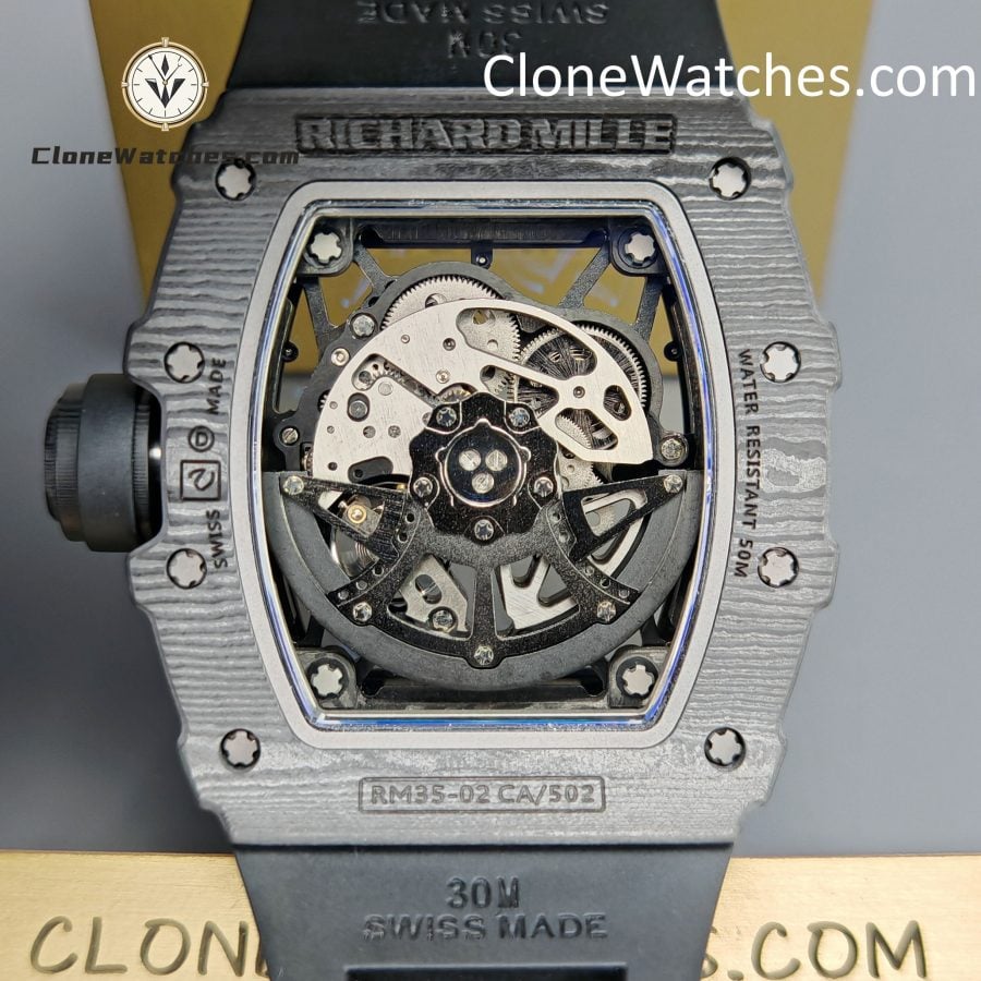 Richard Mille Super Clone Watches 1:1 RM 035  NTPT Carbon Fiber Black Rubber Strap - Image 8