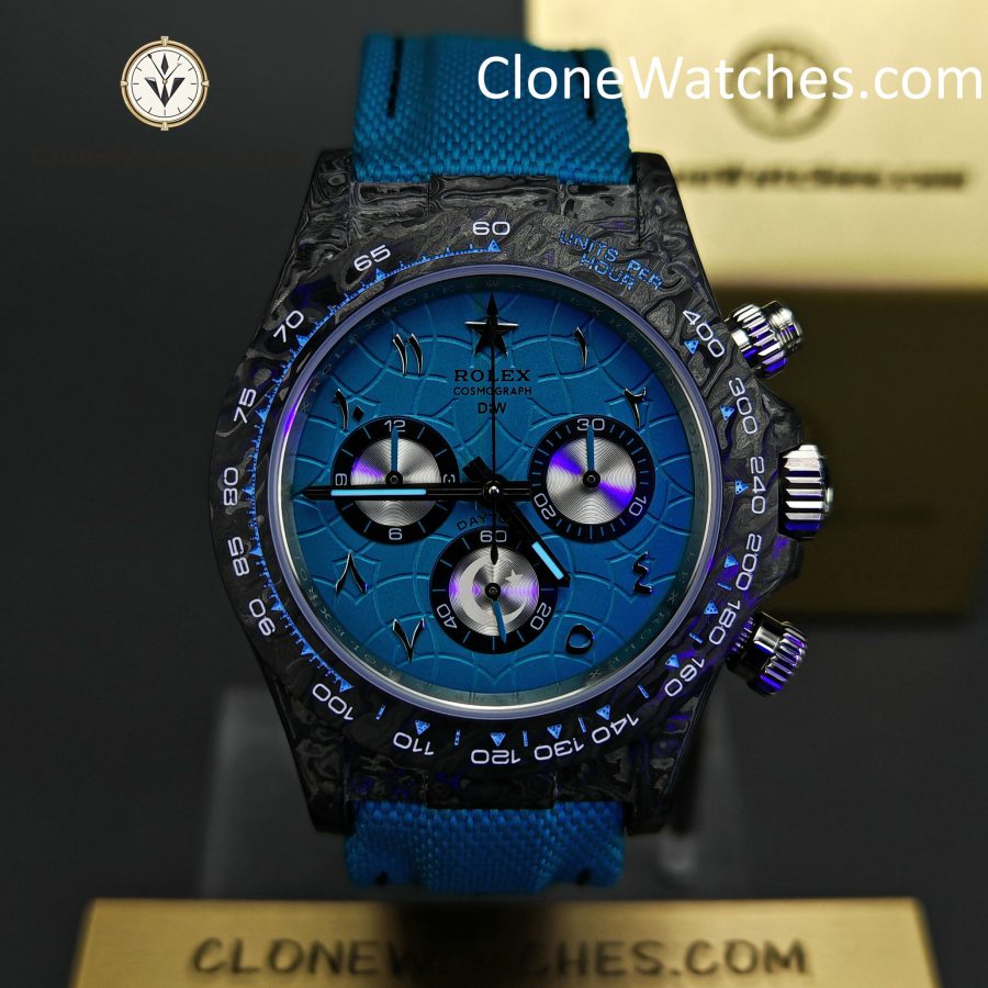 Modified Super Clone Watches 1:1 DIW Rolex Daytona Blue Dial 4130 Movement Blue Strap - Image 2