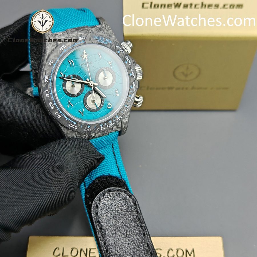 Modified Super Clone Watches 1:1 DIW Rolex Daytona Blue Dial 4130 Movement Blue Strap - Image 4