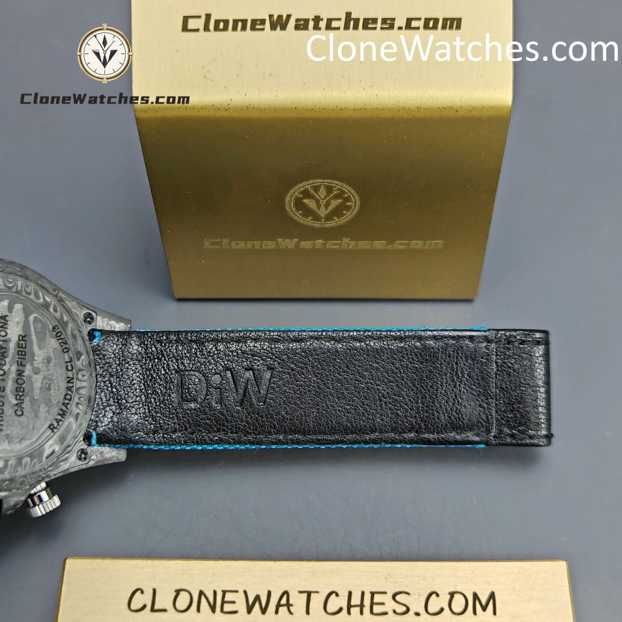 Modified Super Clone Watches 1:1 DIW Rolex Daytona Blue Dial 4130 Movement Blue Strap - Image 12