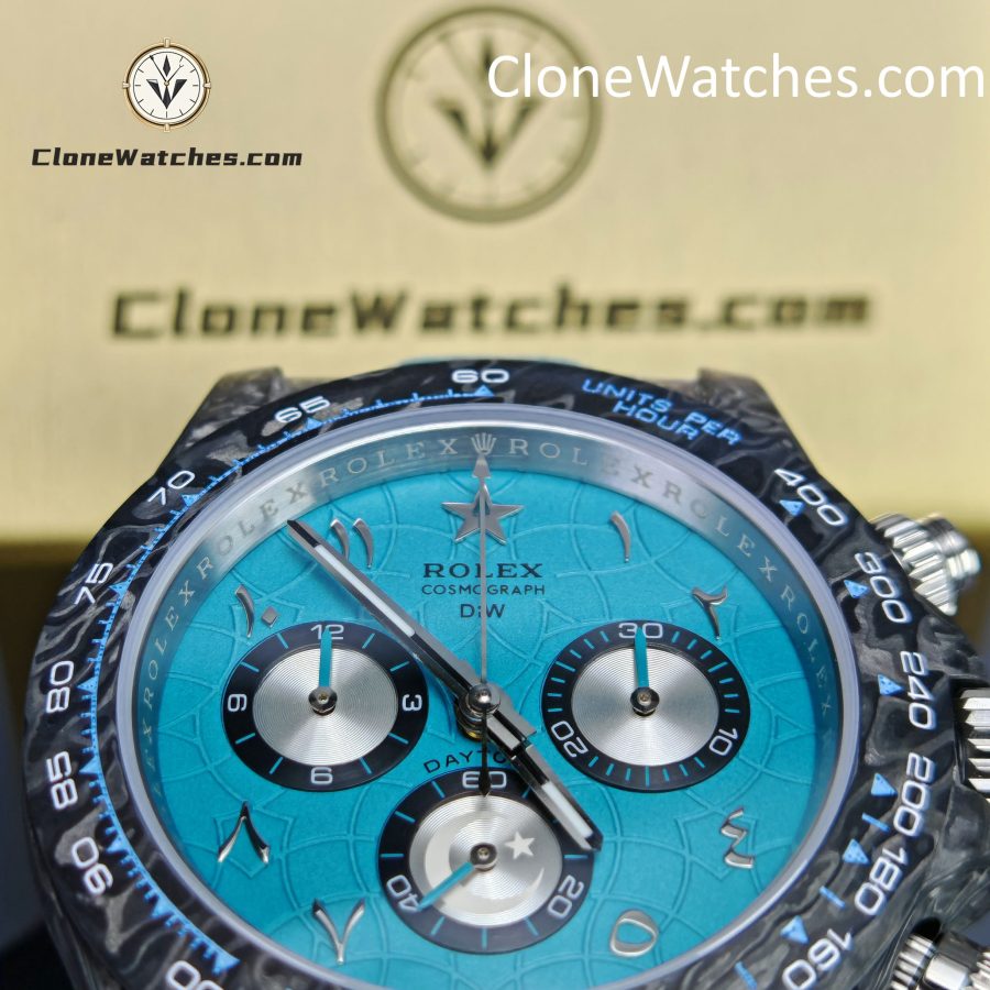 Modified Super Clone Watches 1:1 DIW Rolex Daytona Blue Dial 4130 Movement Blue Strap - Image 7