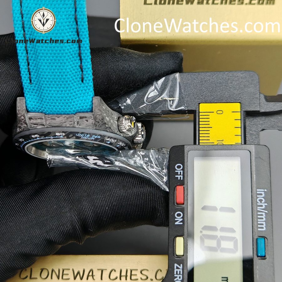 Modified Super Clone Watches 1:1 DIW Rolex Daytona Blue Dial 4130 Movement Blue Strap - Image 15