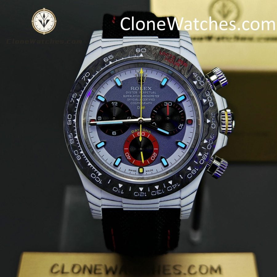 Modified Super Clone Watches 1:1 DIW Rolex Daytona 4130 Movement Black Strap - Image 2