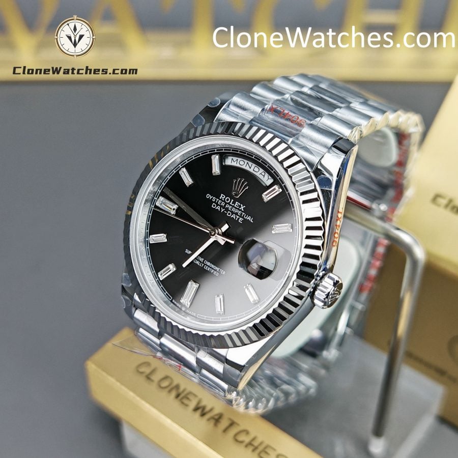 Rolex Super Clone Watches 1:1 Day Date Black Diamond Dial 40mm m228236-0004 3255 Movement - Image 2